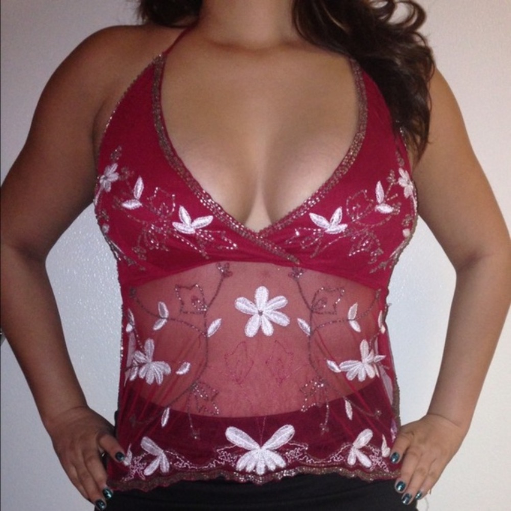 Tie back beaded top.